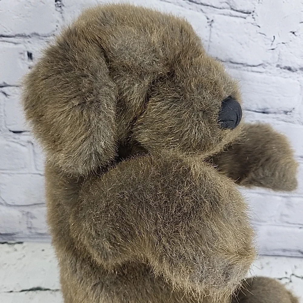 Folkmanis Sitting Dog Full Body Hand Puppet Brown Plush Flawed Missing One Eye